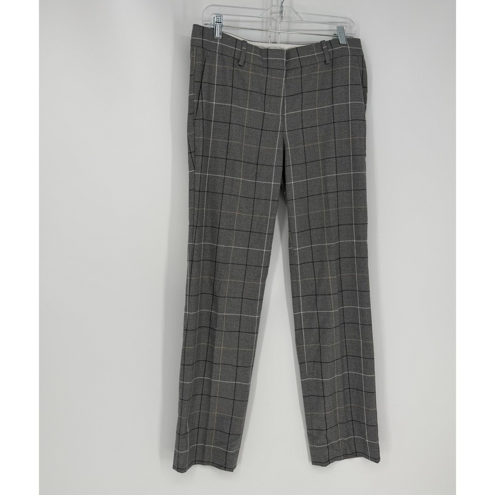 Ann Taylor Dress Pants Womens 4 Gray Windowpane Plaid Office Careerwear Trousers